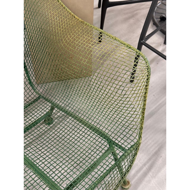 Mid-Century Modern 1960s Woodard Sculptura 3 Pieces Wire Set in Wonderful Green Faded Paint For Sale - Image 3 of 18