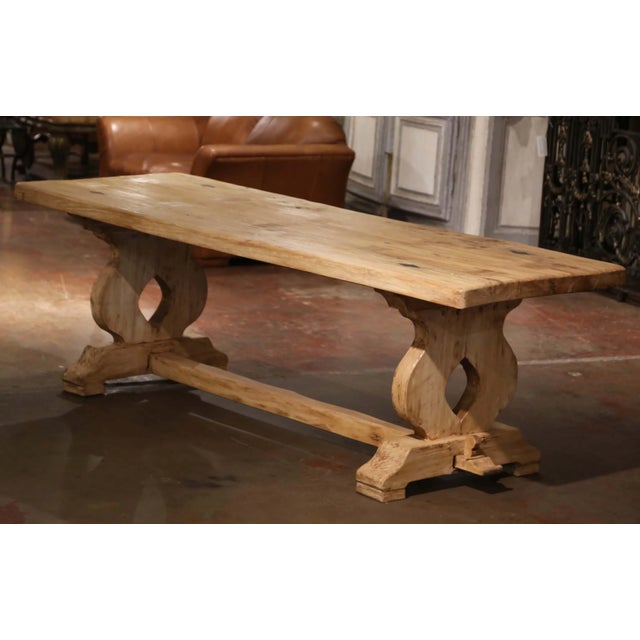 Late 18th Century 18th Century French Louis XIII Carved Bleached Oak Refectory Trestle Table For Sale - Image 5 of 7