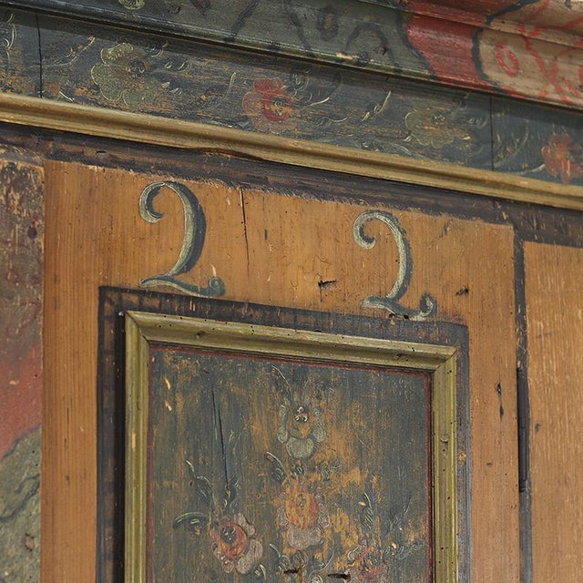 Antique Rustic Farmhouse Folk Art Painted Bridal Cabinet, 1822 For Sale - Image 15 of 18