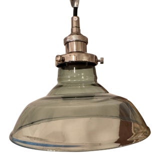 Restoration Hardware 20th C. Factory Filament Smoke Glass Short Funnel Pendant For Sale