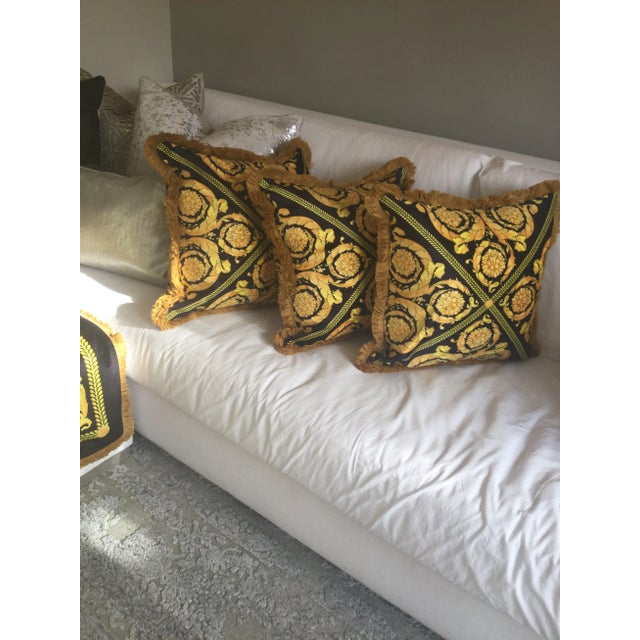 Italian Style Custom Made Gold and Black Pillows - Set of 3 For Sale - Image 9 of 13