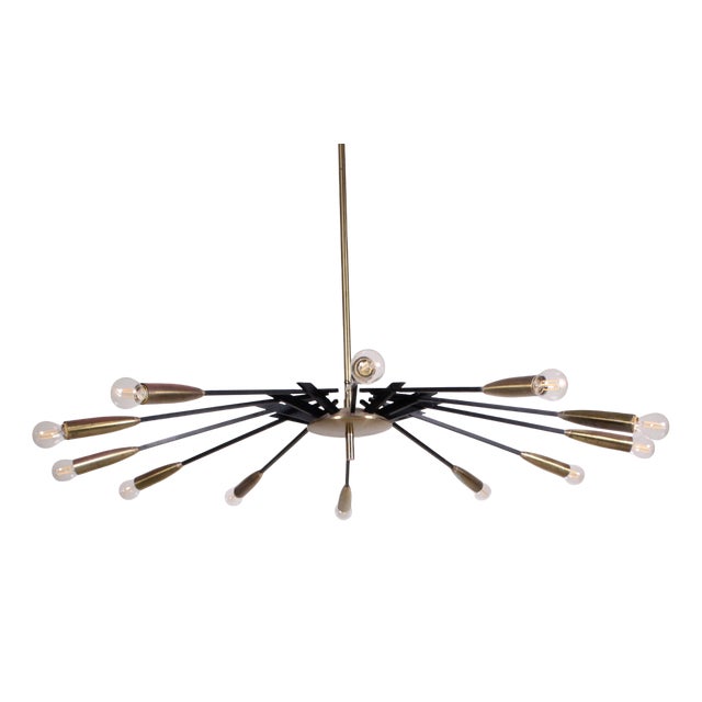 Mid-Century Brass & Black Metal Ceiling Lamp by Oscar Torlasco for Lumi For Sale