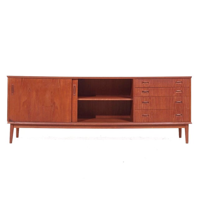 Wood Arne Vodder Style Mid Century Teak Credenza For Sale - Image 7 of 13