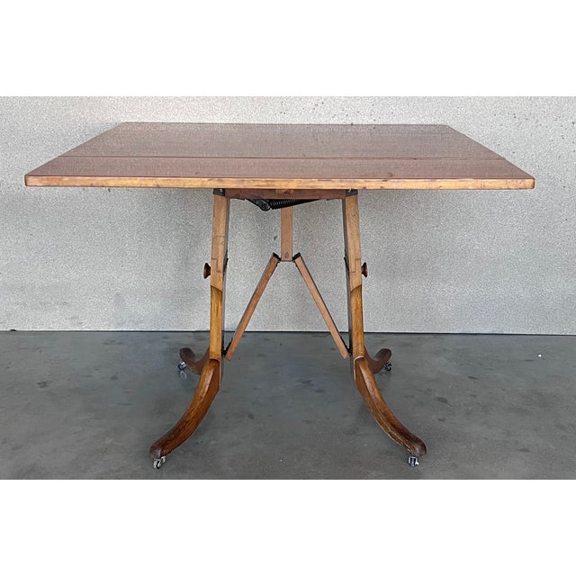 1950s Mid-Century Modern Convertible Liftable Coffee Dining Table For Sale - Image 5 of 12