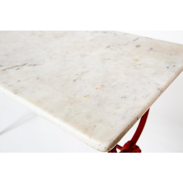 French Bistro Table by Delpeche Freres, Marble Top, Cast Iron Base, Circa 1900 For Sale - Image 4 of 11