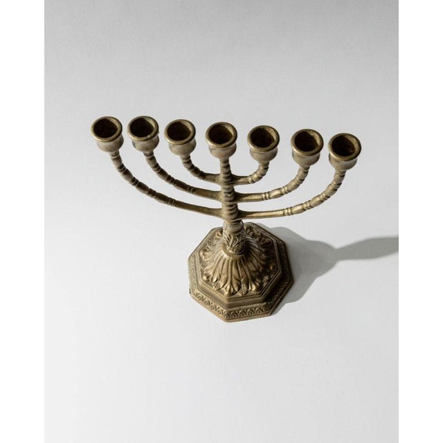 Metal Vintage Brass Candleholder, 1950s For Sale - Image 7 of 11