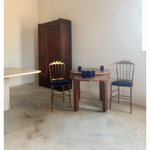 Harrison Van Horn Round Game Table Lacquered Raffia Sliding Shelf 1980s Glamour For Sale - Image 11 of 13