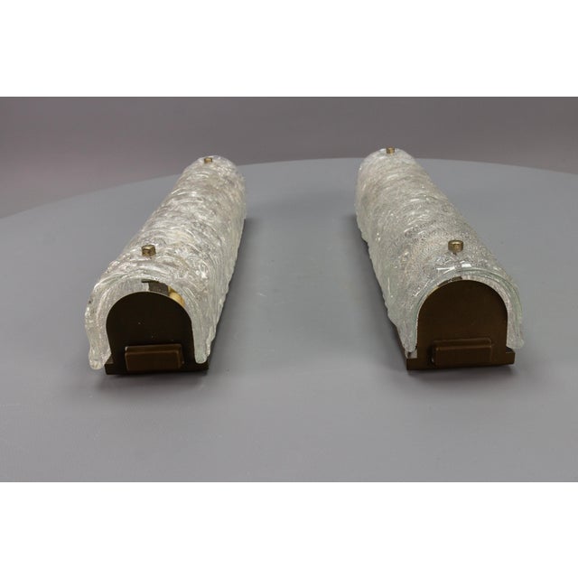 Mid-Century Modern Ice Glass Wall Sconces with Sockets, 1970s, Set of 2 For Sale - Image 14 of 18
