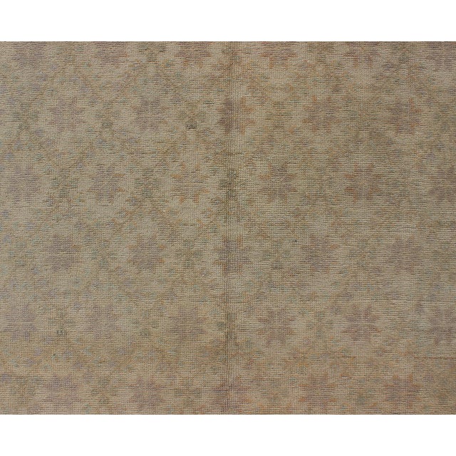 Taupe Vintage Turkish Oushak Rug With All-Over Blossoming Flower Design For Sale - Image 8 of 9