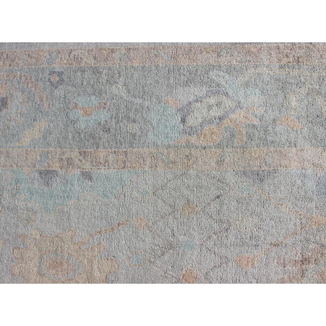 2020s Modern Turkish Oushak Large Rug in Seafoam Green, Light Blue & Multi Colors For Sale - Image 5 of 9