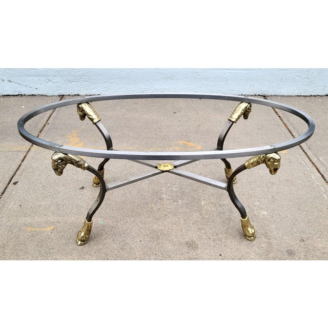 Vintage Italian 20th C Mid-Century Modern Steel & Brass Ram Head Coffee Table For Sale - Image 18 of 18