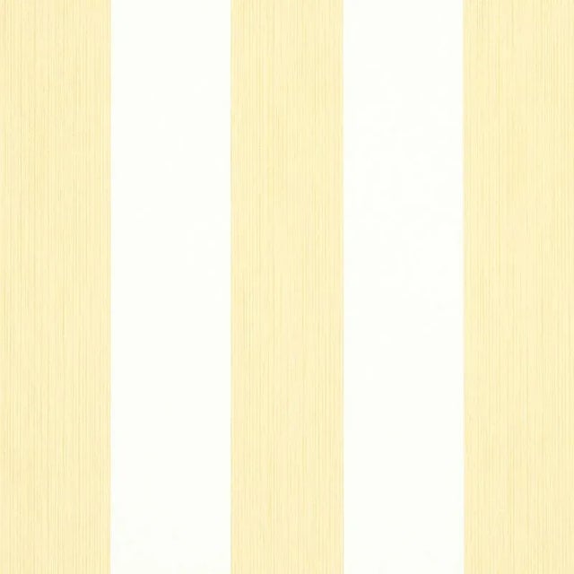 Schumacher Edwin Stripe Wide Wallpaper in Buttercup For Sale