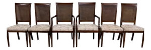 Vintage Neoclassical French Regency Style Cane Back Dining Chairs - Set of 6