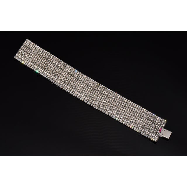 Late 20th Century Rare Roberto Coin Natural 3.20ct Diamond Floral Scroll Work Wide Bracelet in Solid 18k White Gold For Sale - Image 4 of 15