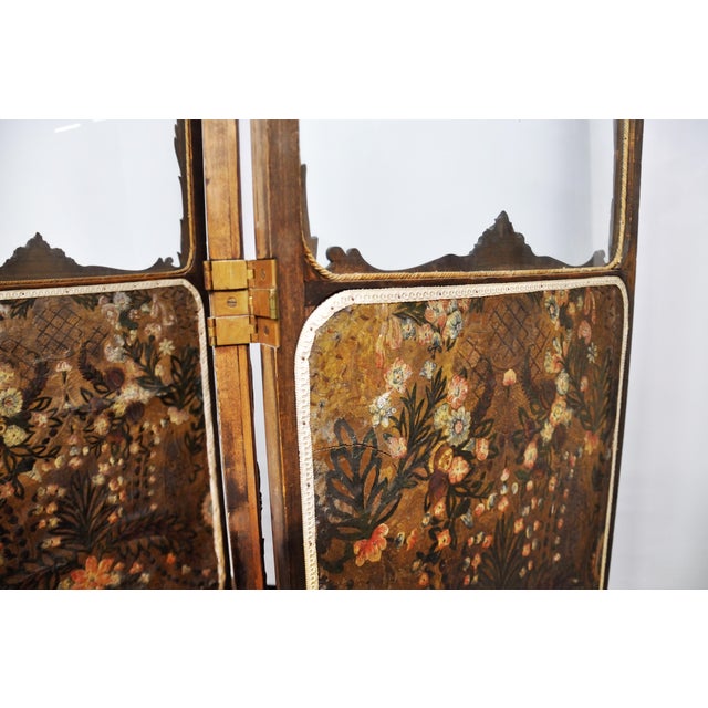 Antique Italianate Victorian Hand Painted Leather Floor Screen Chairish