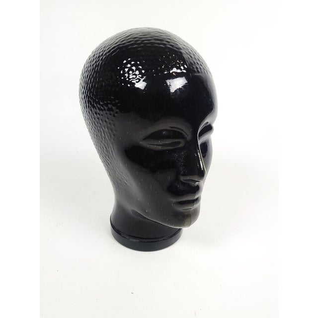 Vintage Black Glass Head by Piero Fornasetti, 1970, in Very Good conditions. Designed 1960 to 1969