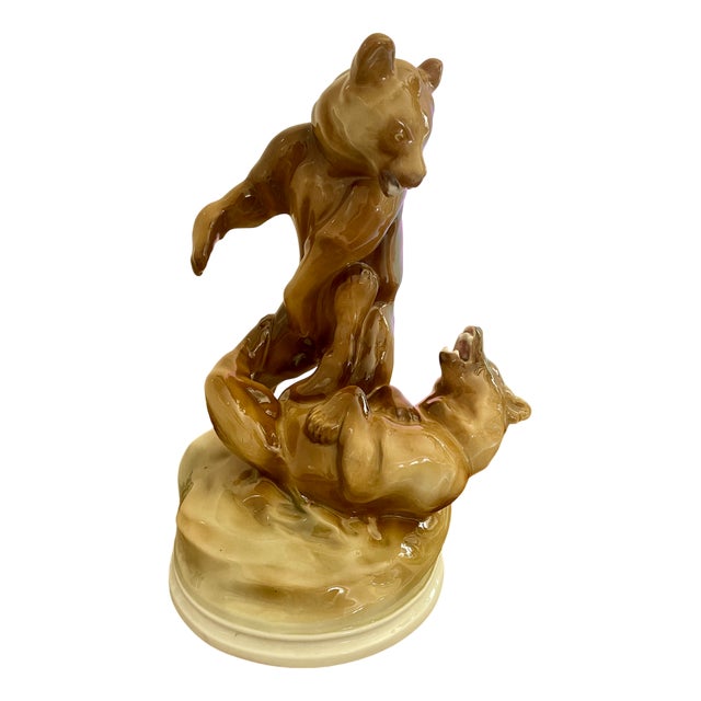 Porcelain Bear Sculpture from Zsolnay, Hungary, 1980s For Sale