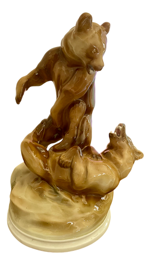 Porcelain Bear Sculpture from Zsolnay, Hungary, 1980s