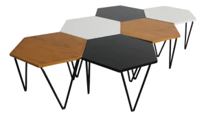 Hexagonal Coffee Tables in Wood and Metal by Gio Ponti from ISA, 1950s, Set of 6