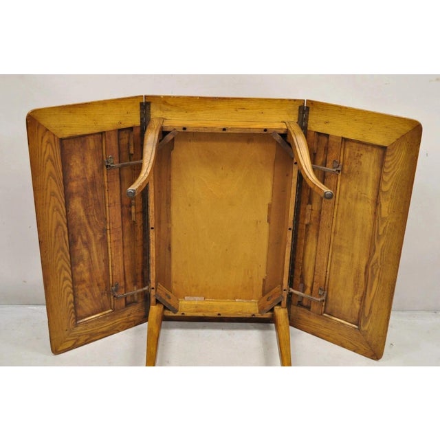 Vintage Mid Century Modern Klismos Saber Leg Oak Wood Drop Leaf Dining Table For Sale - Image 10 of 12