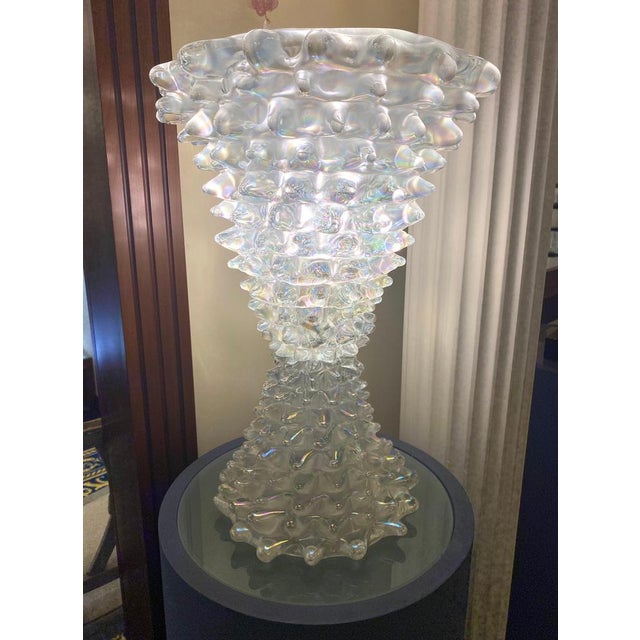 Large Murano Glass Iridescent Rostrato Table Lamp, 1980 For Sale - Image 4 of 15