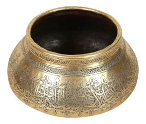 Antique Islamic Brass Bowl Fine Metalwork Hand Etched Bowl