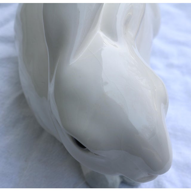 Large Italian Ceramic White Bunny Rabbit Statue for Intrada For Sale - Image 4 of 13