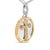 Contemporary 14K Yellow Gold Plated Sterling Silver 1/10 Cttw Diamond Cross Medallion Pendant Necklace For Sale - Image 3 of 5