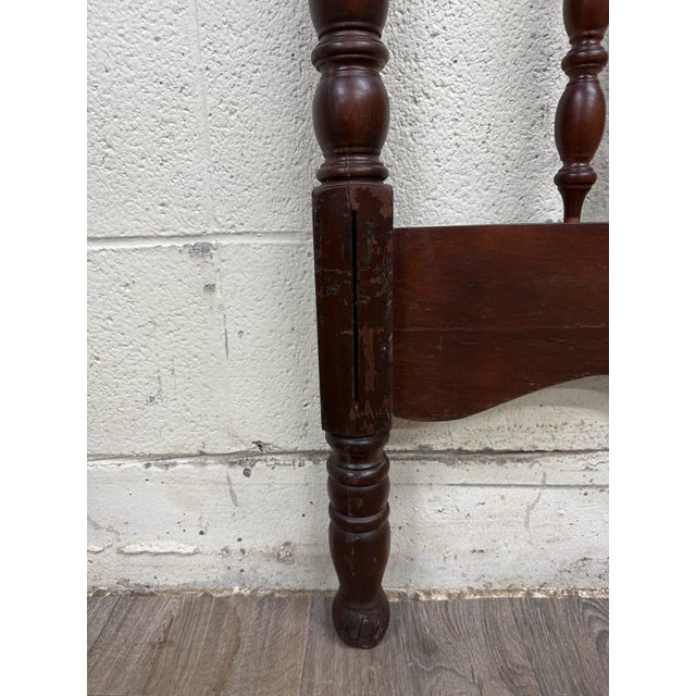 Early 20th Century Antique Full Size Jenny Lind Style Headboard With Bobbin Turned Top Rail For Sale - Image 5 of 11
