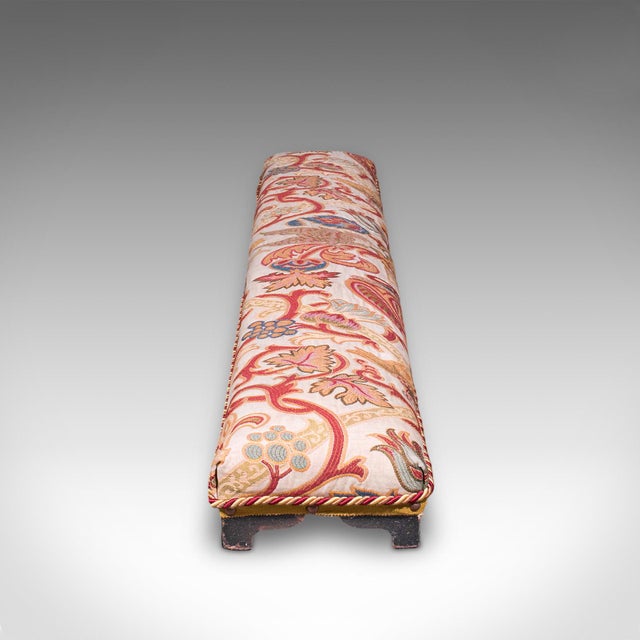 Victorian Long Antique Carriage Stool, English, Crewelwork, Fireside Foot Rest, Victorian For Sale - Image 3 of 12