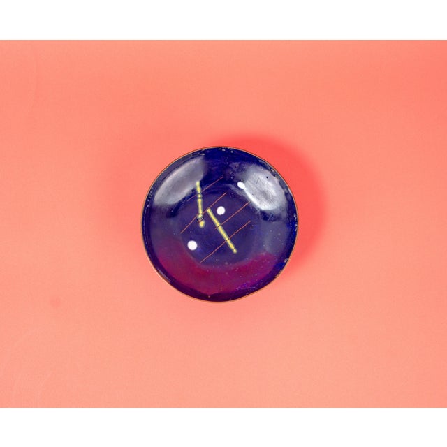 Handcrafted Bowl in Blue Enamel and Copper, 1960s For Sale - Image 9 of 10