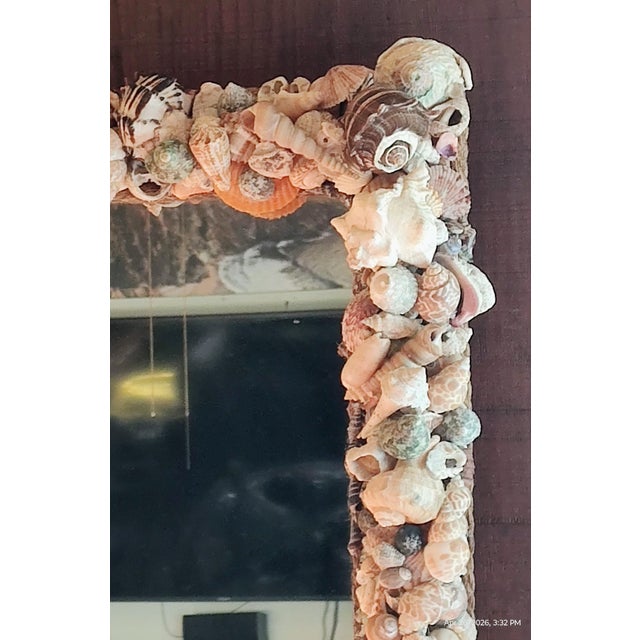 Nautical Custom Artisan Seashell Mirror - Handcrafted Ca Coastal Statement Piece For Sale - Image 3 of 11