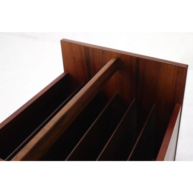 1960s Danish Mid-Century Modern Rosewood Magazine Rack on Wheels For Sale - Image 5 of 8