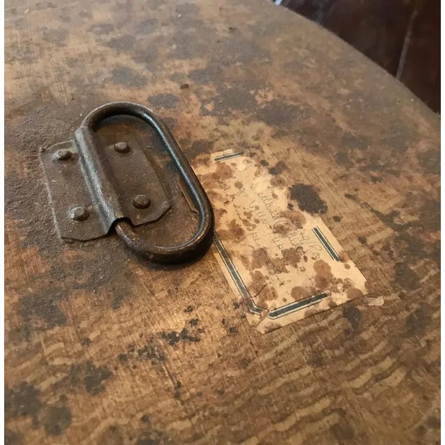 Brown 19th Century Empty Metal Hat Box, 1875 For Sale - Image 8 of 10