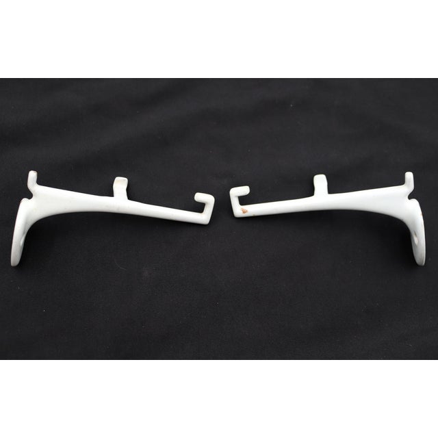 Pair of Vintage White Enameled Cast Iron Shelf Brackets For Sale - Image 4 of 6