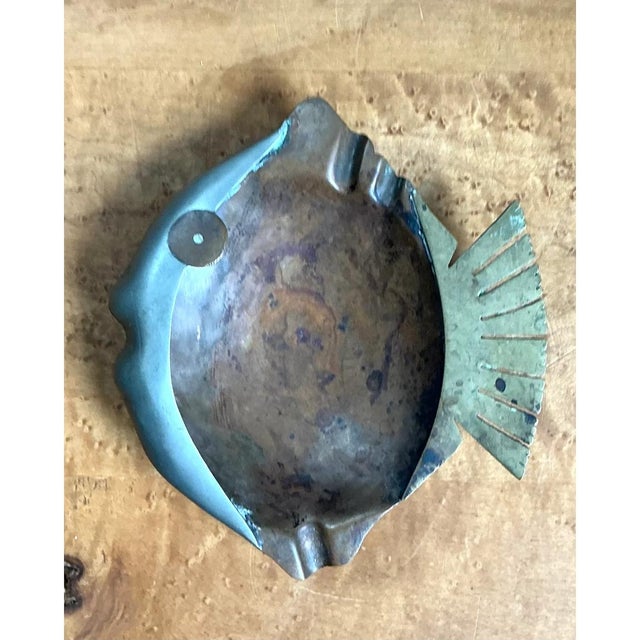 Vintage Mixed Metal Fish Ashtray For Sale In West Palm - Image 6 of 12