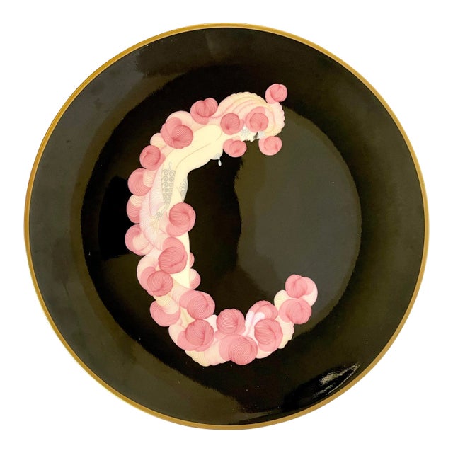 1980's Erte Alphabet Letter "C" Bone China Plate For Sale