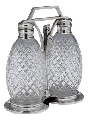 Vintage American Silver and Cut Glass Tantalus from Tiffany & Co, 1920, Set of 2