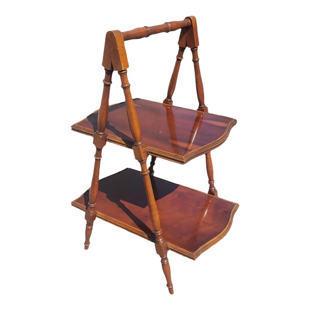 Late 20th Century Continental Cherry Two-Tier Side Table For Sale