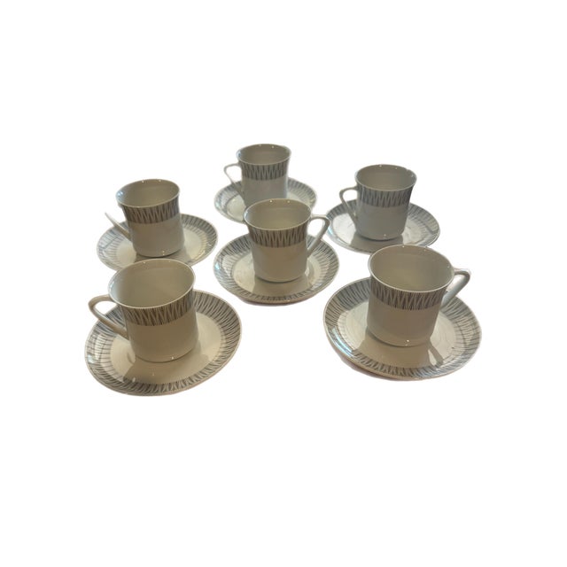 Mid 20th Century KPM Bavaria Porcelain Demitasse Cups & Saucers- Set of 6 For Sale - Image 9 of 10