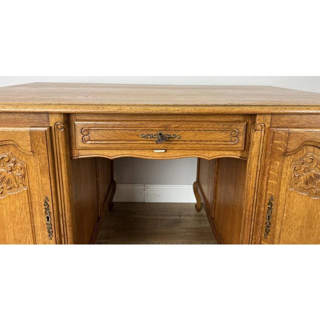 Vintage French Louis XIV Style Carved Oak 8-Drawer Sideboard For Sale - Image 10 of 18