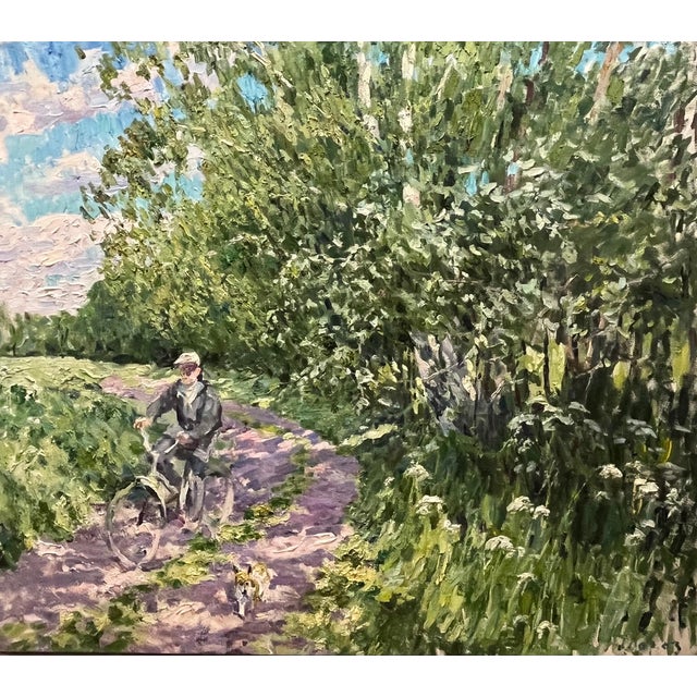Georgij Moroz, Summer Bicycle in Countryside, 2004, Oil on Canvas For Sale