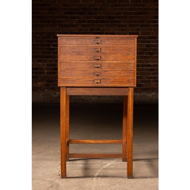 Antique Oak Visible Card Index Filing Cabinet Stand For Sale - Image 4 of 14