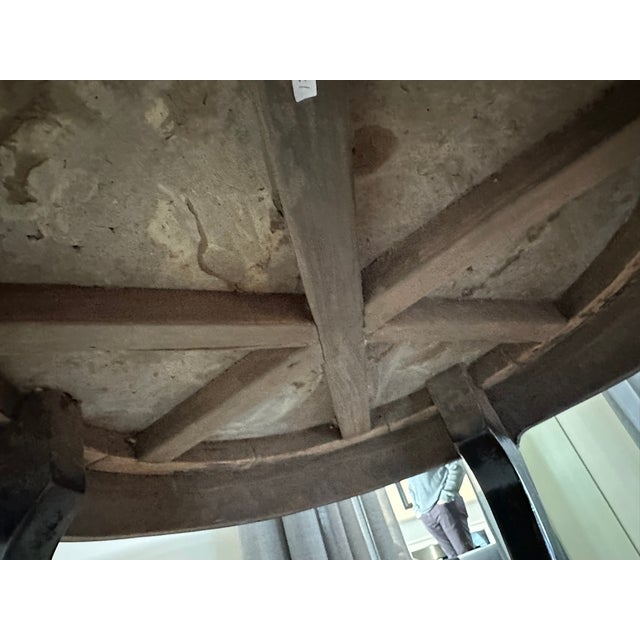 Late 19th Century Asian Marble and Wood Round Side Table — Golden Triangle Chicago Export For Sale - Image 4 of 10