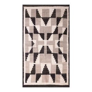1920s Gray Geometric Antique American Navajo Rug 3' X 5'4" Handknotted Wool Carpet