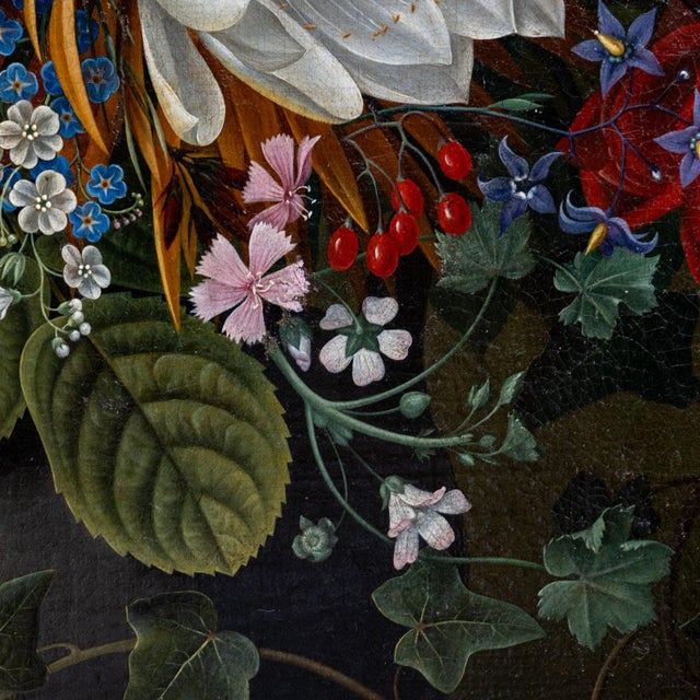 Friedrich Wilhelm Voelcker, Still Life with Flowers, 1800s, Oil on Canvas For Sale - Image 12 of 13