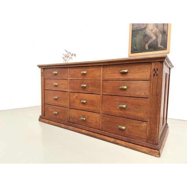 Double-Sided Oak Shop Counter, 1890s For Sale - Image 9 of 18