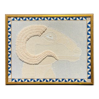 Mid-Century Handwoven Ram Textile Art For Sale