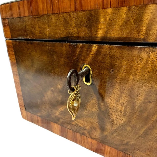 Traditional Early 19th Century English Regency Burr Walnut Two-Compartment Tea Caddy Box For Sale - Image 3 of 8