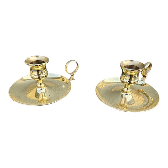 Pair of Vintage Baldwin Solid Brass Candle Holders For Sale